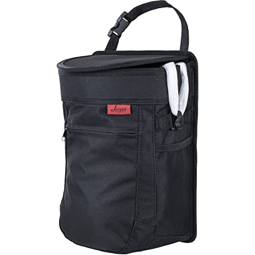 Lusso Gear Spill-Proof Car Bin, Car Trash Can for Rubbish - Removable Liner & Storage Pockets - Keep Car, Auto, Motor Tidy, Organised & Odor Free - Large 9L Capacity Garbage Bin (Black)