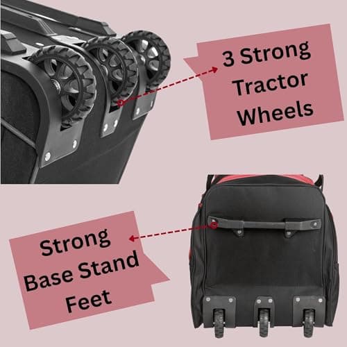 Extra Large Wheeled Holdall Suitcase Sports or Travel Bag Trolley Luggage (34", Black/Red) — view 5
