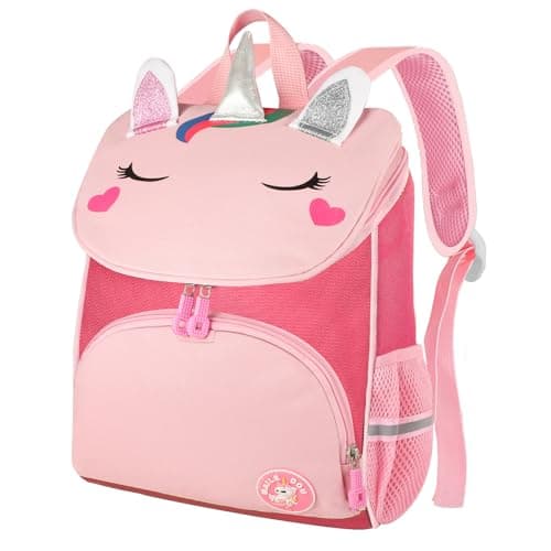 Yafe School Bag for Girls, Kids Children's Backpack with Chest Strap, Pink