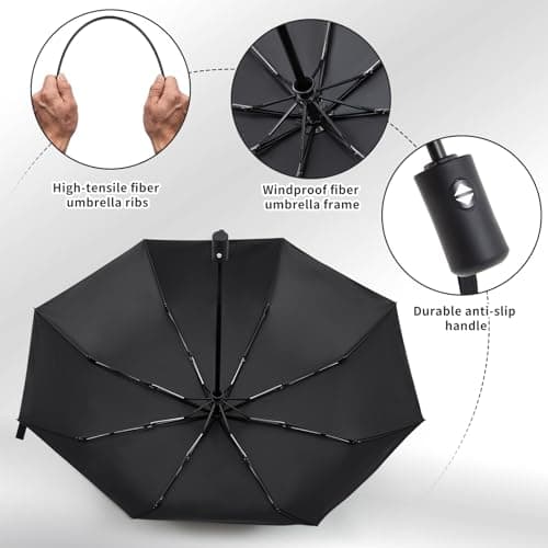 Hestya 3 Pack Windproof Compact Umbrella, Automatic Open & Close, UPF50+ UV Protection, Impact-Resistant Fabric, 42 Inch Portable Travel Umbrella for Men & Women — view 5