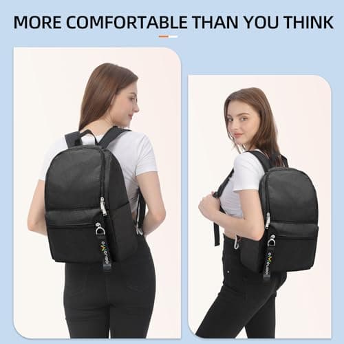 OMOUBOI Small Causal Daypack 14 Inch Laptop Backpack for Teenager Men Women Lightweight School Bags College Bookbag Water Resistant Travel Backpack Rucksack Work Bag (Black) — view 3