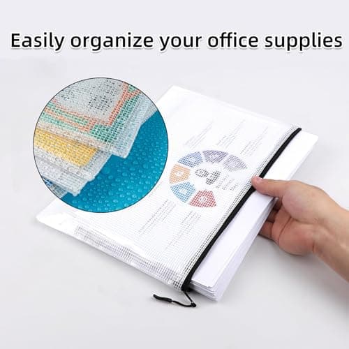 A5 Zip Wallets,5Pack Waterproof Plastic Zip Folders with Secure Zippers Bags, Easy to Classify Multicoloured Document Bag,Ideal for School, Office, Travel, Documents and Tool Storage — view 5
