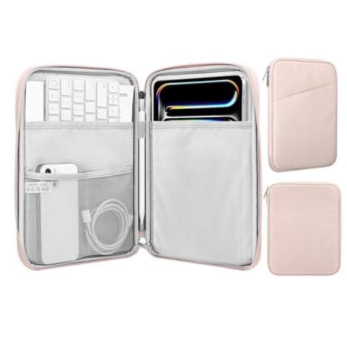 MoKo 9-11 Inch Tablet Sleeve Case, Fits 11inch iPad Air M3, iPad A16 2025, Pro 11 M4, iPad 10/9/8/7th, Galaxy Tab S9/S8/A8/A7, Protective Bag Carrying Case with Pocket, Pink