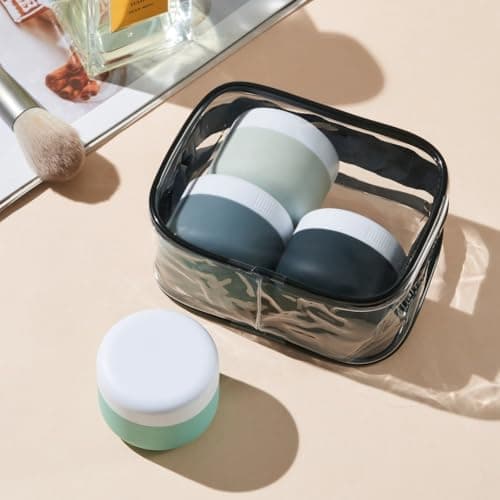 Aurdox Travel Pots, Containers for Toiletries, Silicone Cream Jars with Spatulas Tool and Clear Bag, TSA Approved Mini Travel Size Containers, Leak-proof Essentials for Cosmetic 40ml /(4 Pack) — view 5