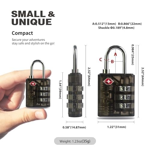 UP Security Suitcase Locks TSA Approved, Combination Lock for Locker, Combo Padlock for Gym Locker, Small Combination Padlocks for Outdoor Use, Suitcase, Gun Case, Ammo Can, Bag Zipper (Black+White) — view 3