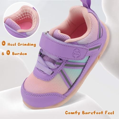JOINFREE Toddlers Sneakers Baby Girls Frst Walking Shoes Child Running Shoes Anti-Skid Kids Sneakers Pink Purple 3.5/4.5 UK Child — view 4