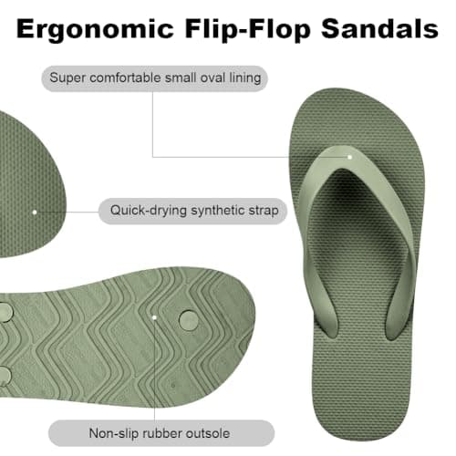Aomig Unisex Flip Flops Ladies Girl Men Flatform Beach Flip-Flop Slim Rubber Flip Flops Women's Yoga Mat Comfortable Beach Platform Sandals Slip-Resistant Flat Flip Flops(Grass Green-UK Size-9-10) — view 6