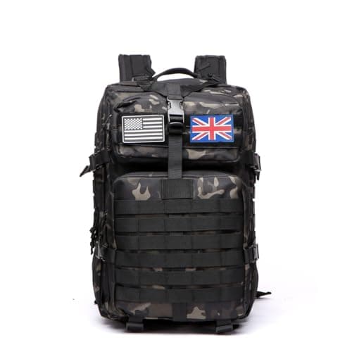 Thuram 50L Durable Nylon Waterproof Fishing Hunting Backpack Outdoor Military Rucksacks Tactical Sports Camping Hiking Bags (Camo Black) — view 5