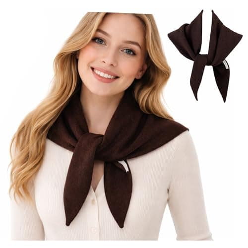 YONEEKSS Brown Wool Blend Triangle Scarf for Women Neck Warmer