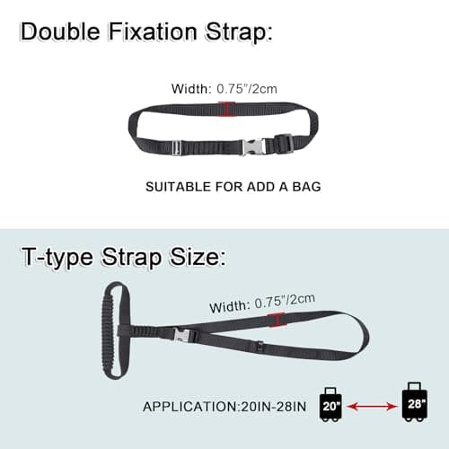 Vigorport Luggage Straps, Metal Luggage Connector Straps for Suitcases, Stretchable Add A Bag Adjustable Attachment Accessories Belts (Black, Small) — view 3