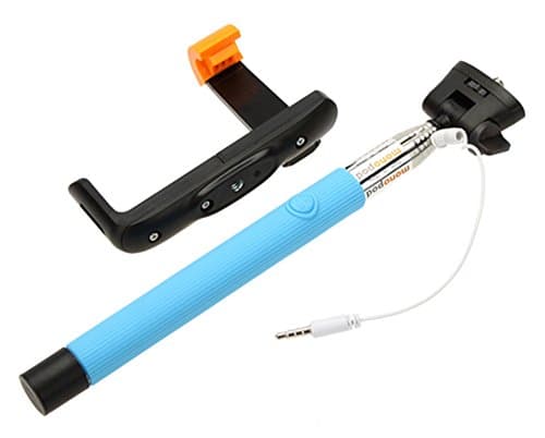 ESupFly Charging Free Selfie Stick (No Battery, No Bluetooth, No Wifi) Selfie Handheld Stick Monopod Pole with Built-in Remote Shutter and Adjustable Phone Holder Mount for Apple iPhone, Sumsung and other Android Smartphones (Blue) — view 4