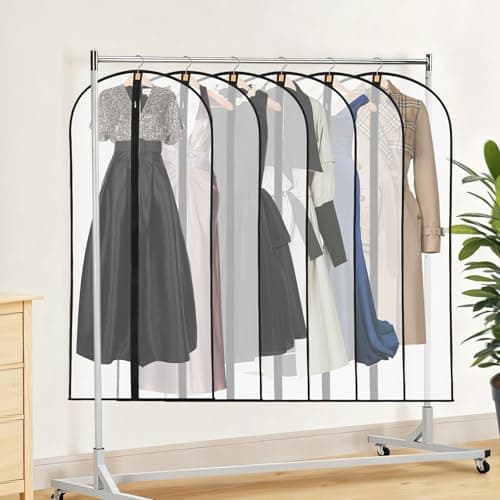 6 Pack Dress Bags Covers Long, 55in PEVA Garment Bags Suit Bags, Black Edge — view 6