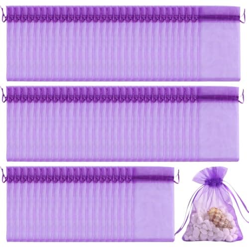 Mnuwoee 80 Pcs Lavender Bags Empty, Small Purple Organza Bags Drawstring