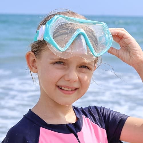 Findway Snorkel Mask for Kids,Swimming Goggles Kids for Boys Girls Youth Children Diving Mask with Nose Cover,No Leak Anti Fog Waterproof 180°Clear View Kids Swim Goggles for Age 5-16 Years — view 6