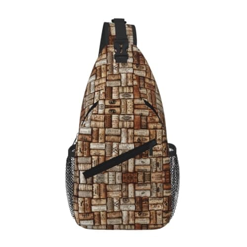 Longzehao Wine cork Print Sling Bag Small Crossbody Backpack Chest Shoulder Bag Travel Hiking Daypack — view 3