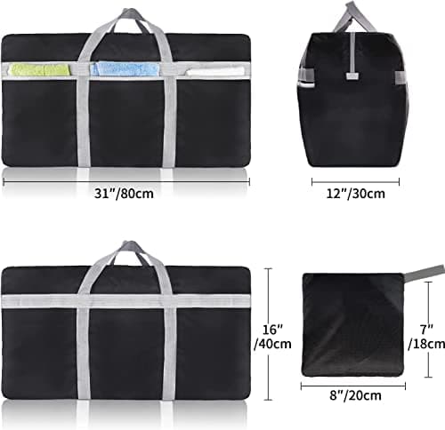 Foldable Travel Bag, 96L Extra Large Holdall Bag, Packable Duffle Bag, Lightweight Waterproof Duffel Bag, Black — view 2