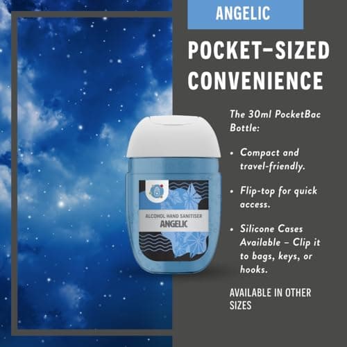 Palm Safe Angelic 3 Pack Pocketbac 30ml Anti Bacterial Premium Hand Sanitiser Travel Size Refillable Clip Bottle Quick Drying Non Sticky Extra Moisturising Kills 99.9% of Viruses and Bacteria — view 4