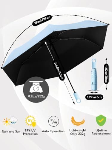 Moorrlii UV Umbrella for Sun Protection SPF 50+, Compact Windproof Umbrella — view 3