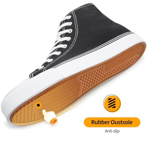 ZGR Men's High Top Canvas Sneakers Lace Up Classic Casual Walking Shoes, Black, 13 — view 6