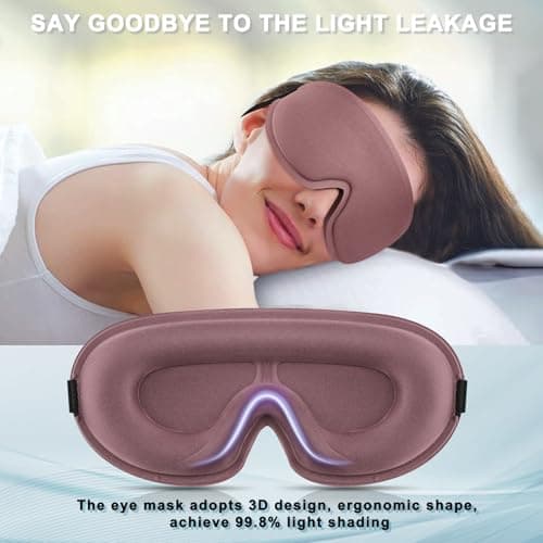 Blackout Sleep Mask for Women Men Zero Eye Pressure Eye Mask, Lycra Fabric 3D Ergonomic Design Eye Movement and Eyelash Friendly, Ultra Comfortable Blindfold for Sleeping Pink — view 2