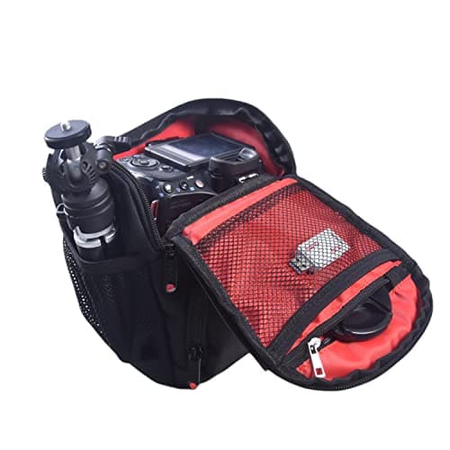 FOSOTO DSLR/SLR Camera Bag Compact Camera Shoulder Bag case Waterproof Compatible for Canon 4000D 2000D 850D M50 Mark II, Nikon D5600 D3300 D850 D5300, Sony Alpha 6400 with Extra Raincover (Black) — view 4