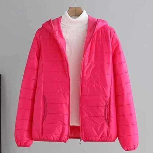Mrat Women's Lightweight Puffer Jacket, Warm Packable Quilted Down Coat with Hood, Transitional Padded Winter Jacket for Ladies, Pockets, Windproof Outdoor Zip Up Jackets,Solid Ski Hiking Travel M-3XL — view 3