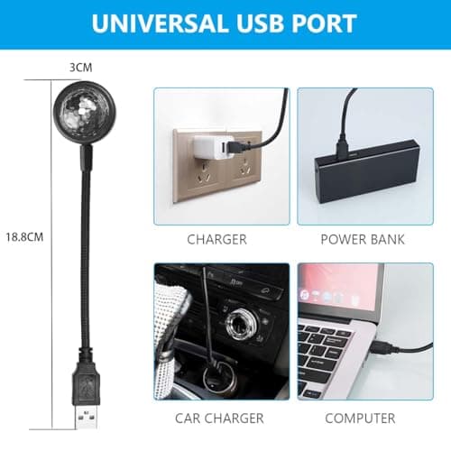 URAQT LED Roof Atmosphere Light, USB Sound Activated Star Projector, 3 Colors - 9 Lighting Effects, Romantic Decorative for Car/Home/Party - Plug and Play — view 2