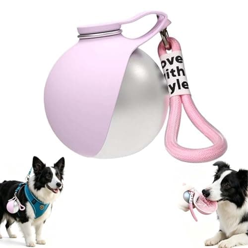 ZFFAFUR Foldable 2 in 1 Portable Dog Water Bottle – Stainless Steel Bottle with Silicone Bowl for Walks & Hiking, Leak-Proof Travel Pet Water Dispenser for Small Dogs (Pink)