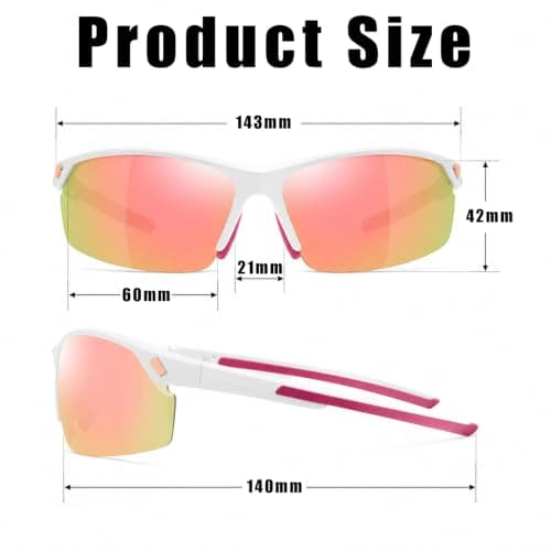 Zcbzbn Polarized Cycling Glasses,Running Fishing Driving Hiking Ski Bike Glasses, Sports Sunglasses Outdoor for Men Women Youth,Safety Goggles UV400 Protection (Pink) — view 2
