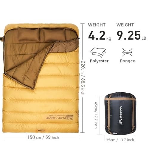 BISINNA Winter 0°C Double Sleeping Bag for Adult Queen Size with Pillow — view 2
