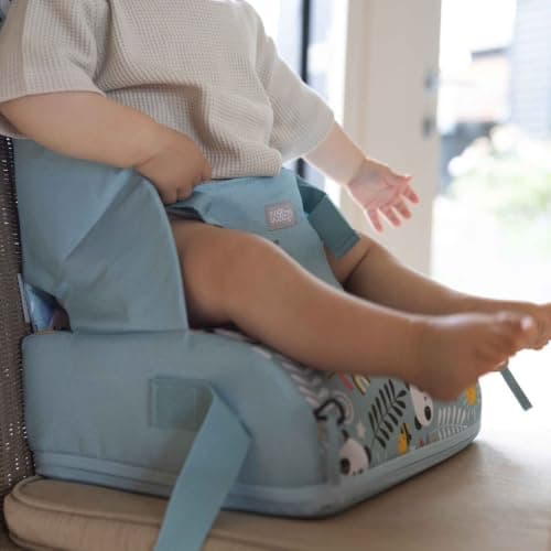 Nuby Compact Foldable Travel Booster Seat with Storage Pocket, 6M+, Blue — view 6