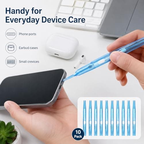 10 Pack Blue Mobile Phone Port Cleaning Brushes, Compact Precision Tools for Headphone, Charging & USB Ports, Handy Personal Electronics Cleaning Set — view 4