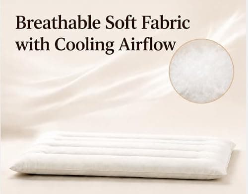 Dovishire Ultra Thin Pillow for Stomach & Back Sleepers, 2cm Low Loft Flat Bed Pillow for Gentle Neck Support, Breathable Soft Slim Head Cushion, White — view 6
