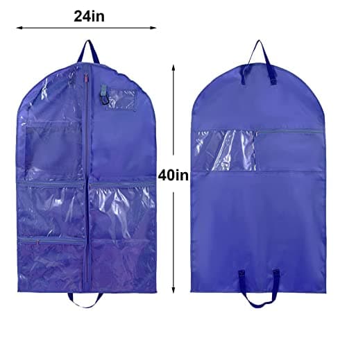 Waterproof Clothes Covers,40 inch Hanging Garment Bags with 3 Zipper Pockets,Foldable Dance Costumes Clothe Bag for Dancers Kids Women,Suits Dress Hanging Cover with ID Slot,Travel Storage Bag — view 2