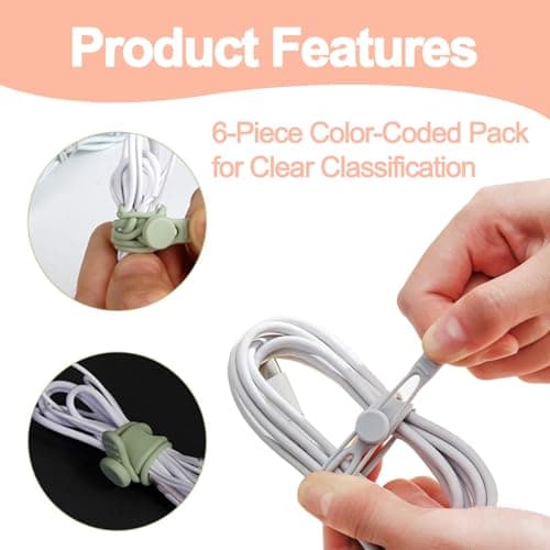 6 Pcs Cable Ties Reusable Silicone Cable Straps Cable Wire Ties Cable — view 3