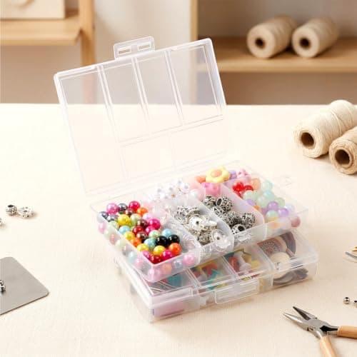 Matwsec 2 Pcs Small Plastic Box with Dividers, Jewellery Grid Storage Box — view 6