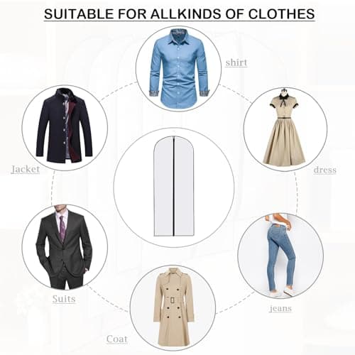 Dress Bags Covers long,2 PCS Dress Covers Garment bags Full Length,Garment Covers Translucent with Zip Waterproof Dustproof Long Dress Bags Covers for Long Dress Shirts Suits Jackets Coats Storage — view 5