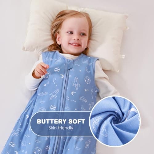 ToyaTec Baby Sleeping Bag with feet Super soft Rayon Made from Bamboo,Children's Bamboo fiber Sleeping Bag 2.5 Tog Autumn Winter Sleeping Blanket(Blue,L) — view 5