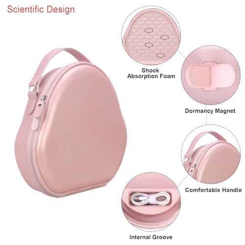 Elonbo Hard Carrying Case for Apple AirPods Max 2 Wireless Over-Ear Headphones, New AirPods Max Bluetooth Headphones Travel Protective Cover Earphone Protector Storage Bag, Pink — view 5