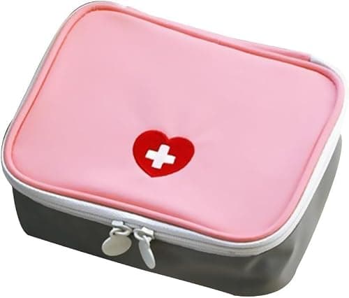 Fansoftiks Pink Mini First Aid Kit,Portable Emergency Organizer for Travel, Hiking and Car,Compact Outdoor Medical Bag, Water-Resistant Medicine Case for Home/Camping,Essential Safety Supplies