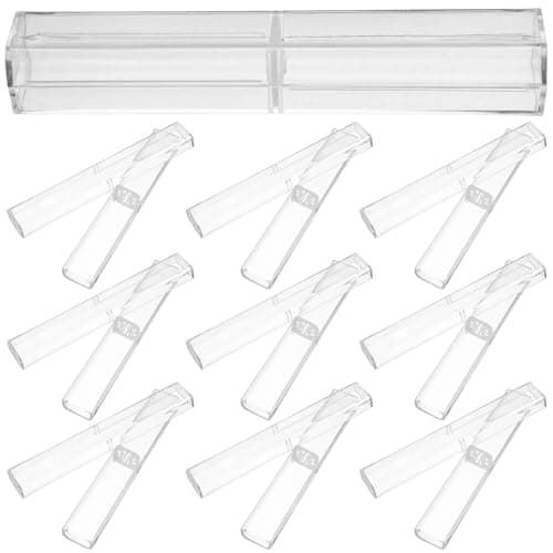 Kichvoe 10pcs Plastic Pen Box with Fixed Ring Design for Pencils