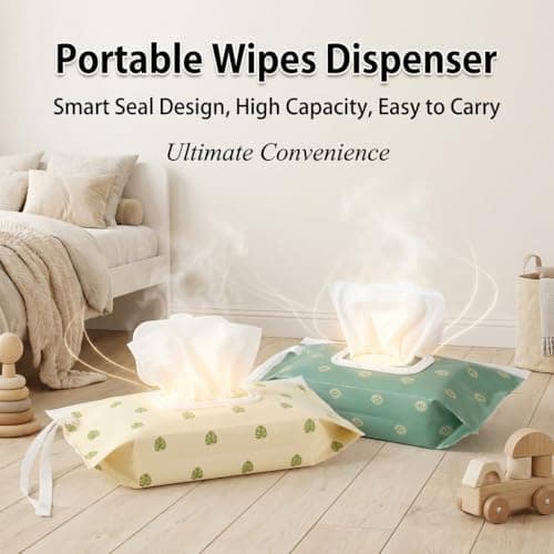 4 Pack Portable Wet Wipes Pouch, Refillable Baby Wipes Dispenser with Loop, Reusable Waterproof Wipe Holder for Diaper Bag, Stroller, Travel, Outdoor & Camping — view 3