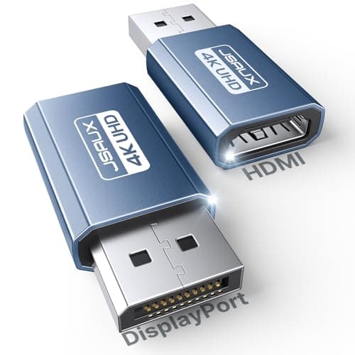 JSAUX 2 Pack DisplayPort to HDMI Adapter 4K@30Hz/2K@60Hz/1080P@120Hz DP to HDMI Converter, Dual Monitor, Plug & Play, Compatible with PC Laptop Monitor TV, for Dell HP Lenovo AMD NVIDIA-Blue