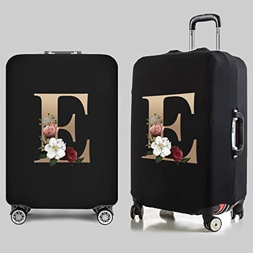 Initial Letter Printed Design Travel Trolley Case Cover Protector Washable Suitcase Cover Luggage Storage Covers for 18-28 Inch Luggage Cover (L (26-28 inch Luggage), gold E) — view 3