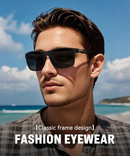 Rayruling Polarized Sunglasses Men Women, Sport Sunglasses Men Black, Retro TR90 Ultralight Frame, UV400 HD Golf/Driving/Fishing/Travel Glasses/Outdoor Sports Fashion — view 2