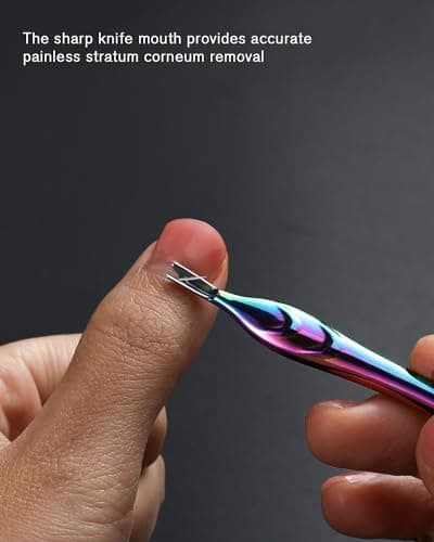 FERYES Cuticle Pusher with Fork, 2-in-1 Cuticle Trimmer Nail Care Tool, Stainless Steel Cuticle Remover Tool for Manicures and Pedicures -Rainbow — view 4