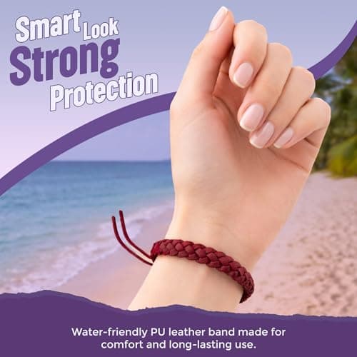 15 Pack Mosquito Repellent Bracelet - Adjustable Leather Band, Triple Strength 350+ Hours Protection, Natural DEET-Free Anti Bug for Adults, Travel Essentials Waterproof Insect Repellent Bracelet Band — view 5
