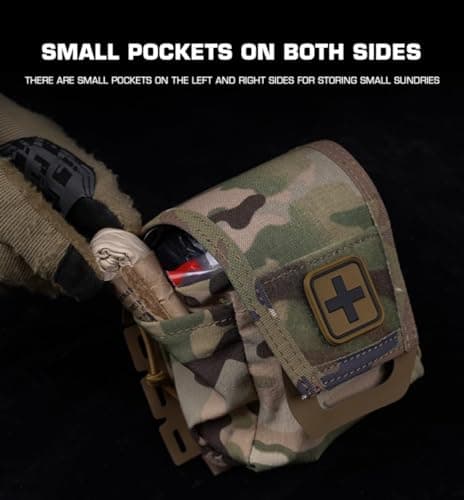 Peminkoo Outdoor Medical Kit Portable CS Combat Training Sports E-DC Tools Waist Packs MOLLE Tactical First-aid Pouch Survival Safety Bag (Khaki) — view 6