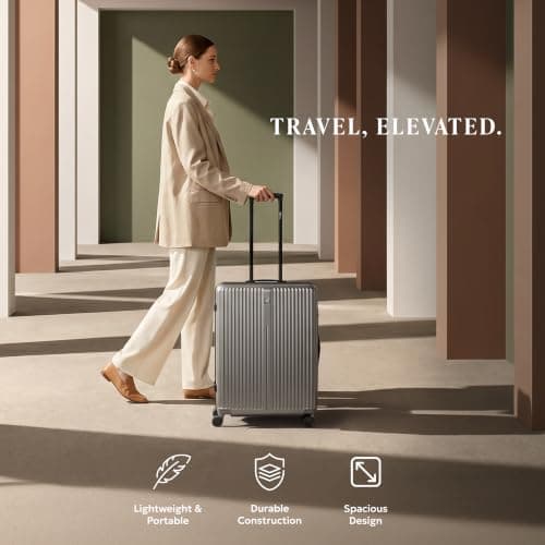 LUGG AirGlide 20 Inch Lightweight Travel Suitcase - Hard Shell Polycarbonate, TSA Approved Lock, Scratch & Water Resistant, 360° Spinner Wheels & Detachable Interior (55x38x23cm) - 5 Year Warranty — view 2