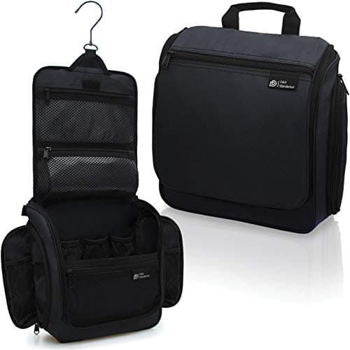 D&D Hanging Toiletry Bag for Women and Men, Large Travel Wash Bag, Black